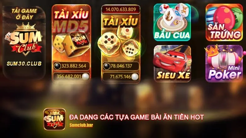 Đa dạng các tựa game bài ăn tiền hot nhất hiện nay